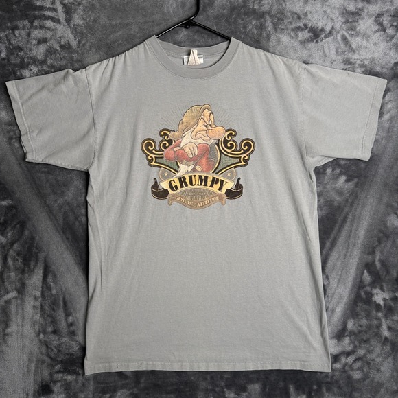 Disney Other - Walt Disney World Grumpy T-Shirt Mens Large Grey Snow White Seven Dwarfs Graphic